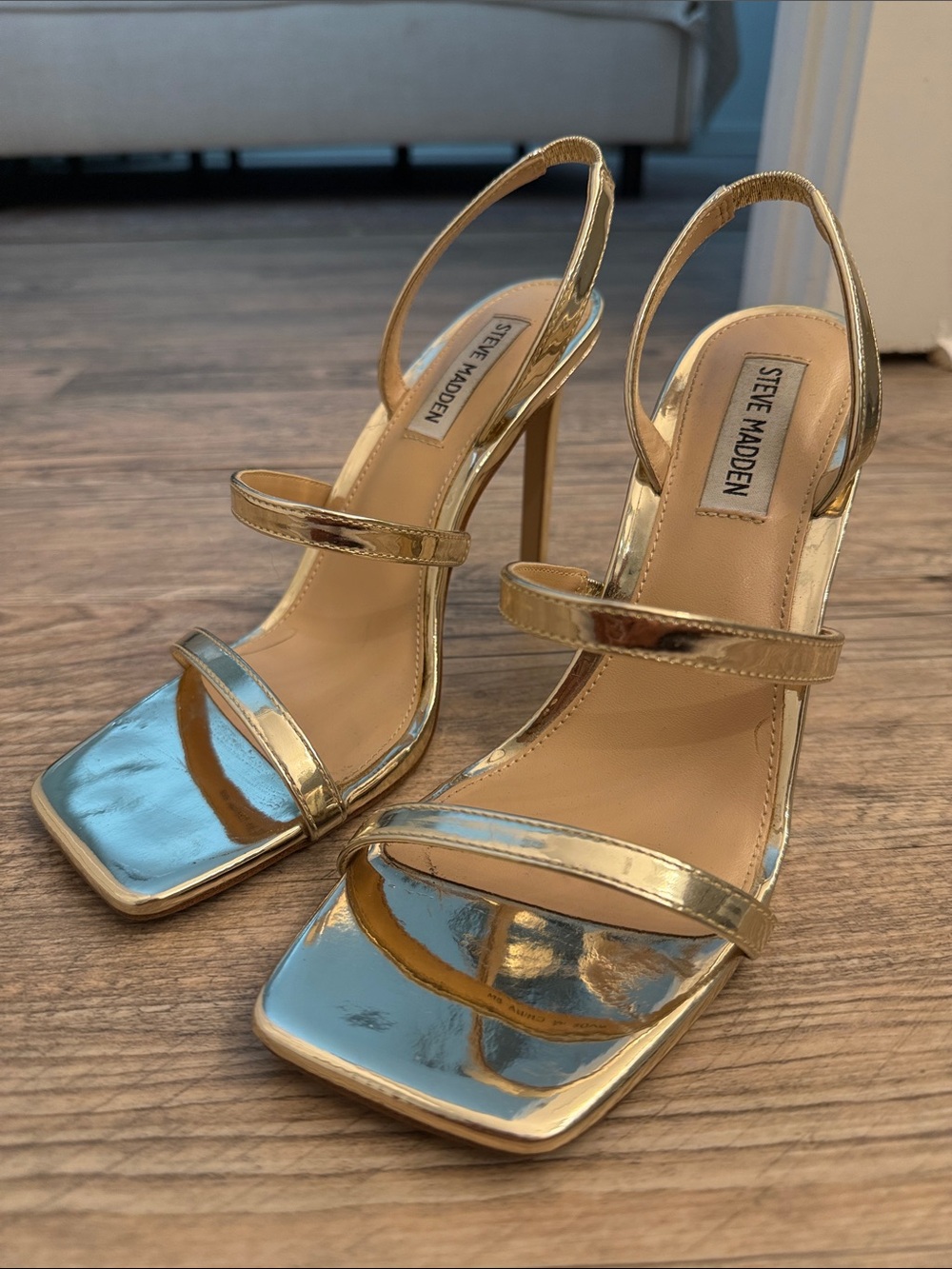 Steve Madden Metallic Gold Strappy Slingback Heels
